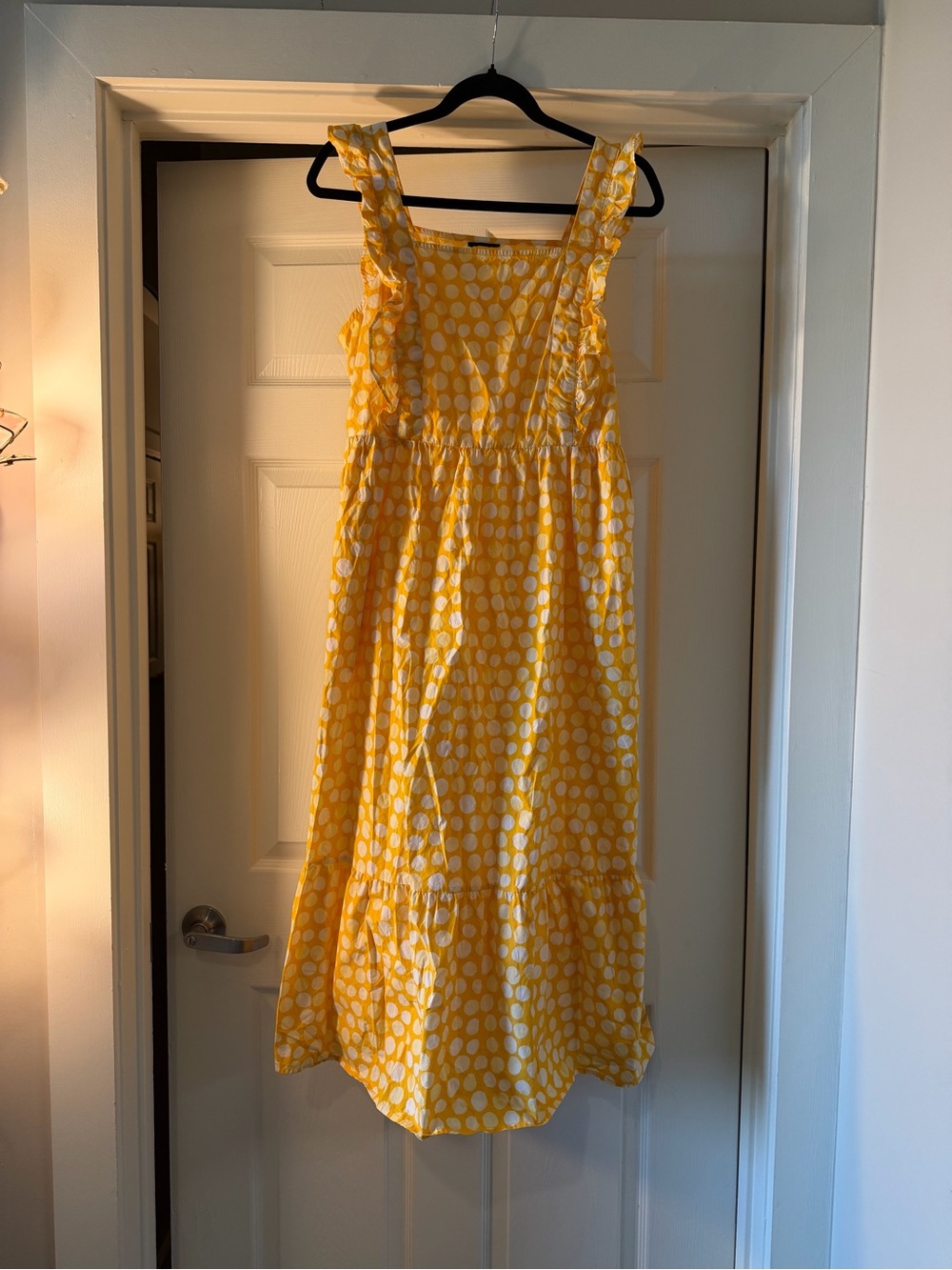 Yellow Polka Dot Ruffle Strap Women's Dress